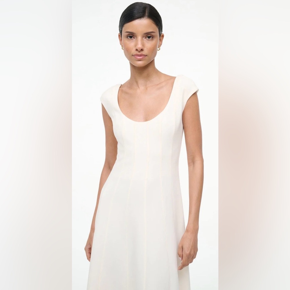 STAUD Cream Scoop-Neck Midi Dress - Picture 2 of 4